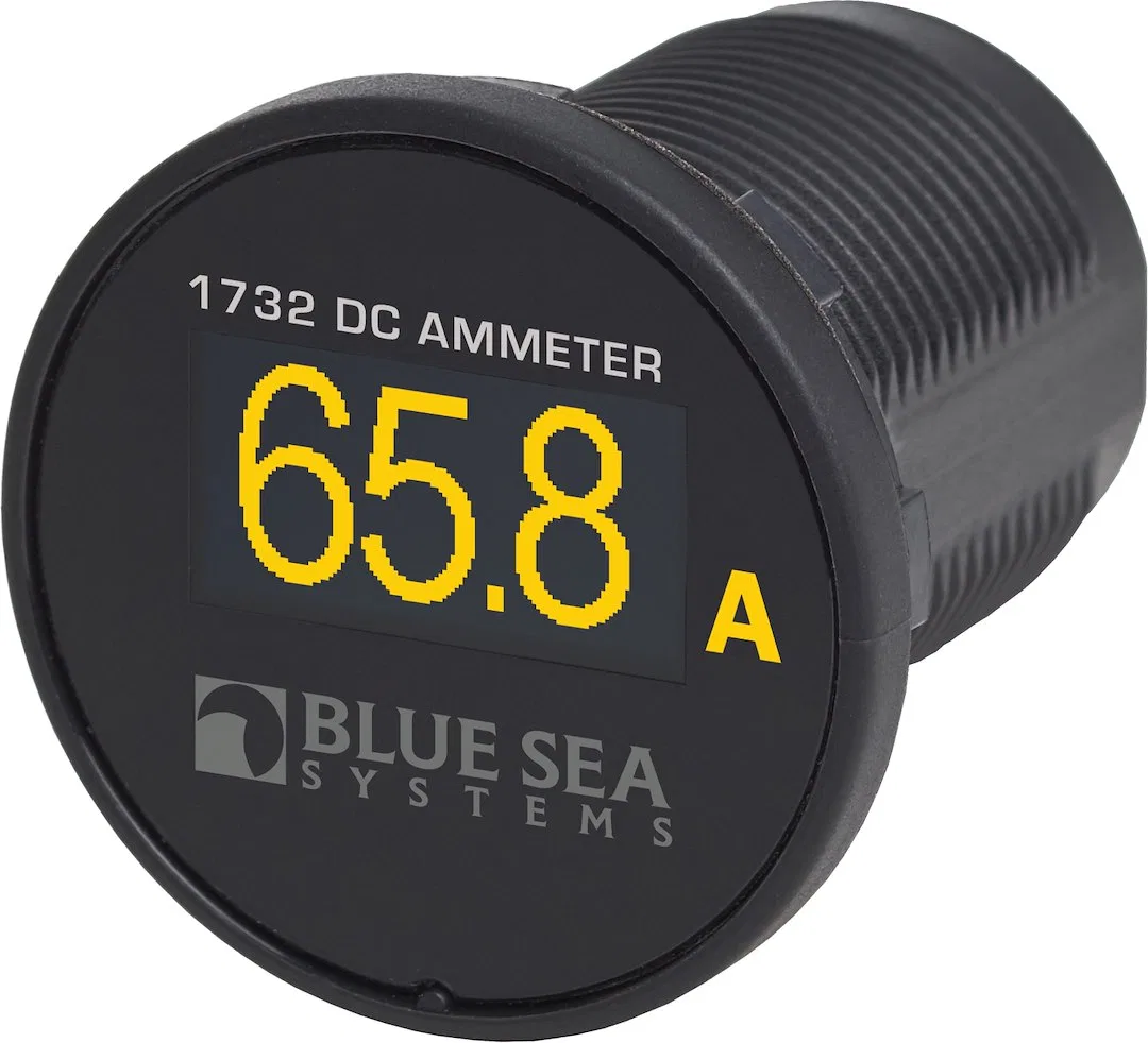 1732-BSS – BLUE SEA Gauge Voltmeter, Digital Display Mini Voltmeter 8 To 36 Volt OLED Screen Black Yellow Display Rev...